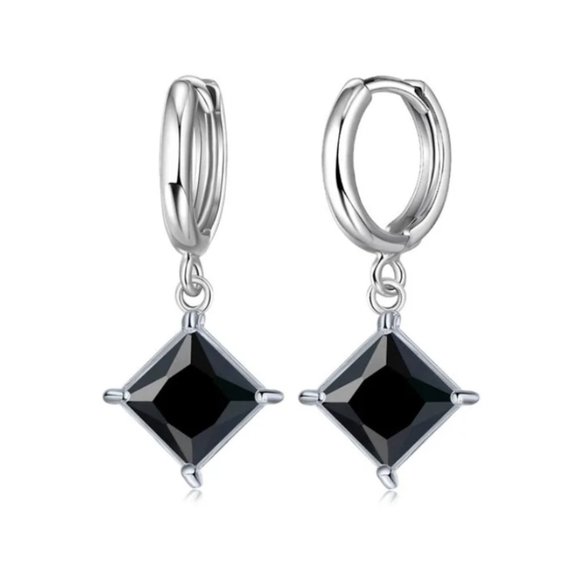 ❤️ Earrings With Necklace Set Bundle Square 925 Sterling Silver - Picture 3 of 4
